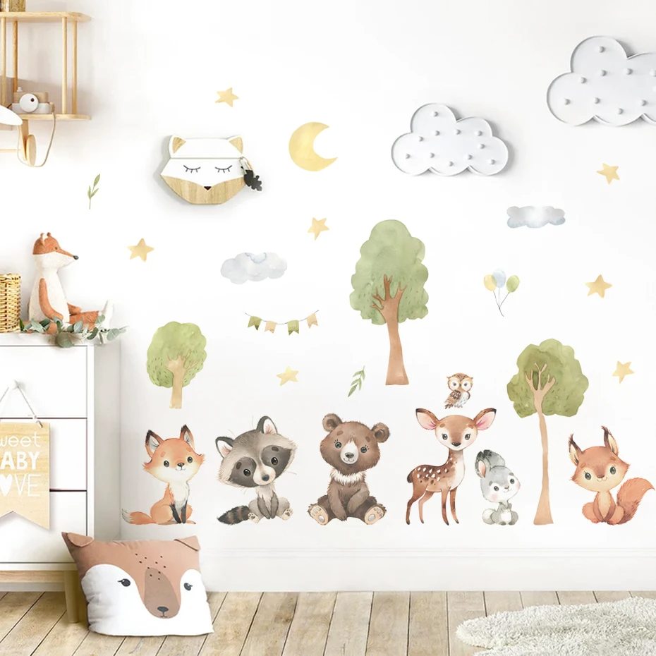Forest Animals Theme Bear Deer – Baby Nursery Animal Theme recenzja i cena