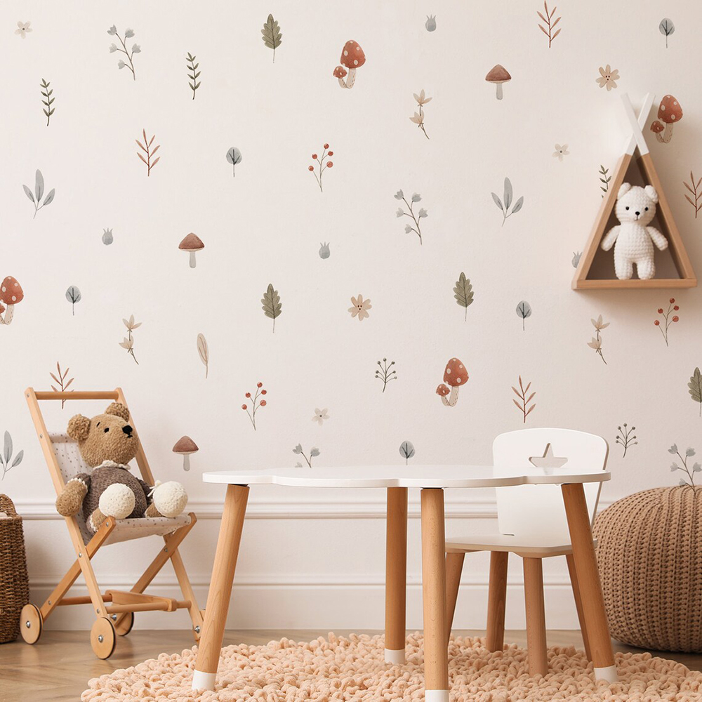 Boho Cartoon Mushroom Branch L – Baby Nursery Labels recenzja i cena