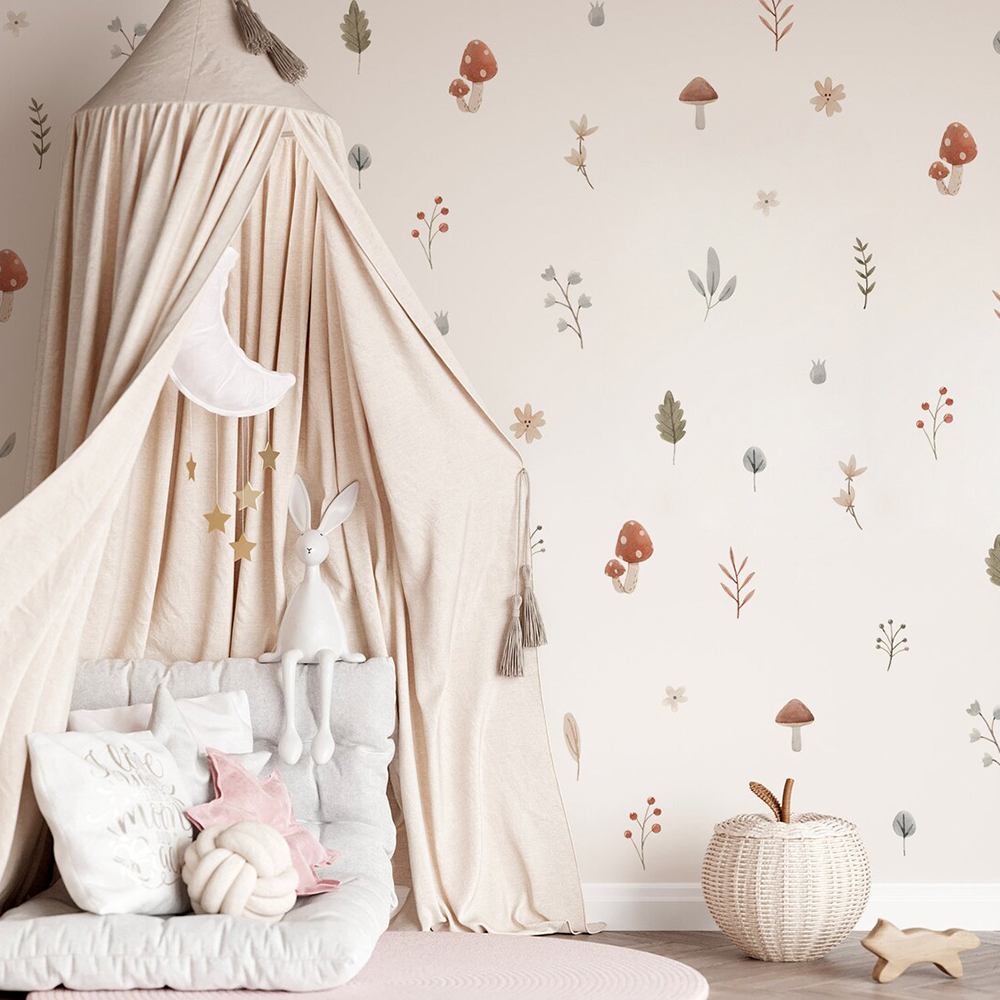 Boho Cartoon Mushroom Branch L – Baby Nursery Labels recenzja i cena