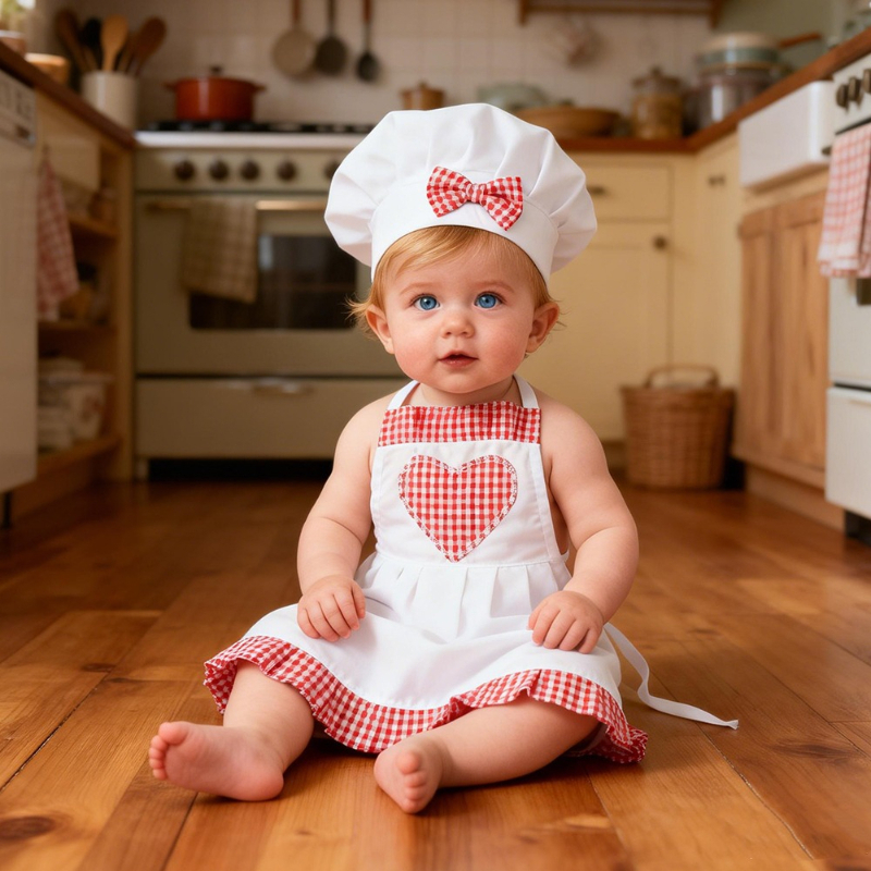Red Gingham Baby Chef Costumes – Baby Nursery Set recenzja i cena