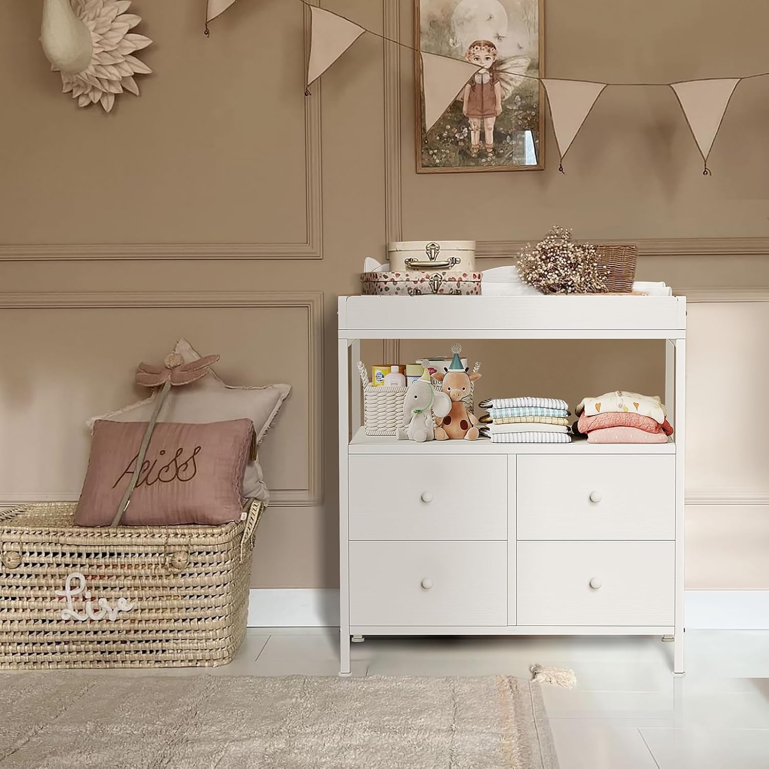 White Baby Changing Table Dres – Baby Nursery Dresser Changing Table recenzja i cena