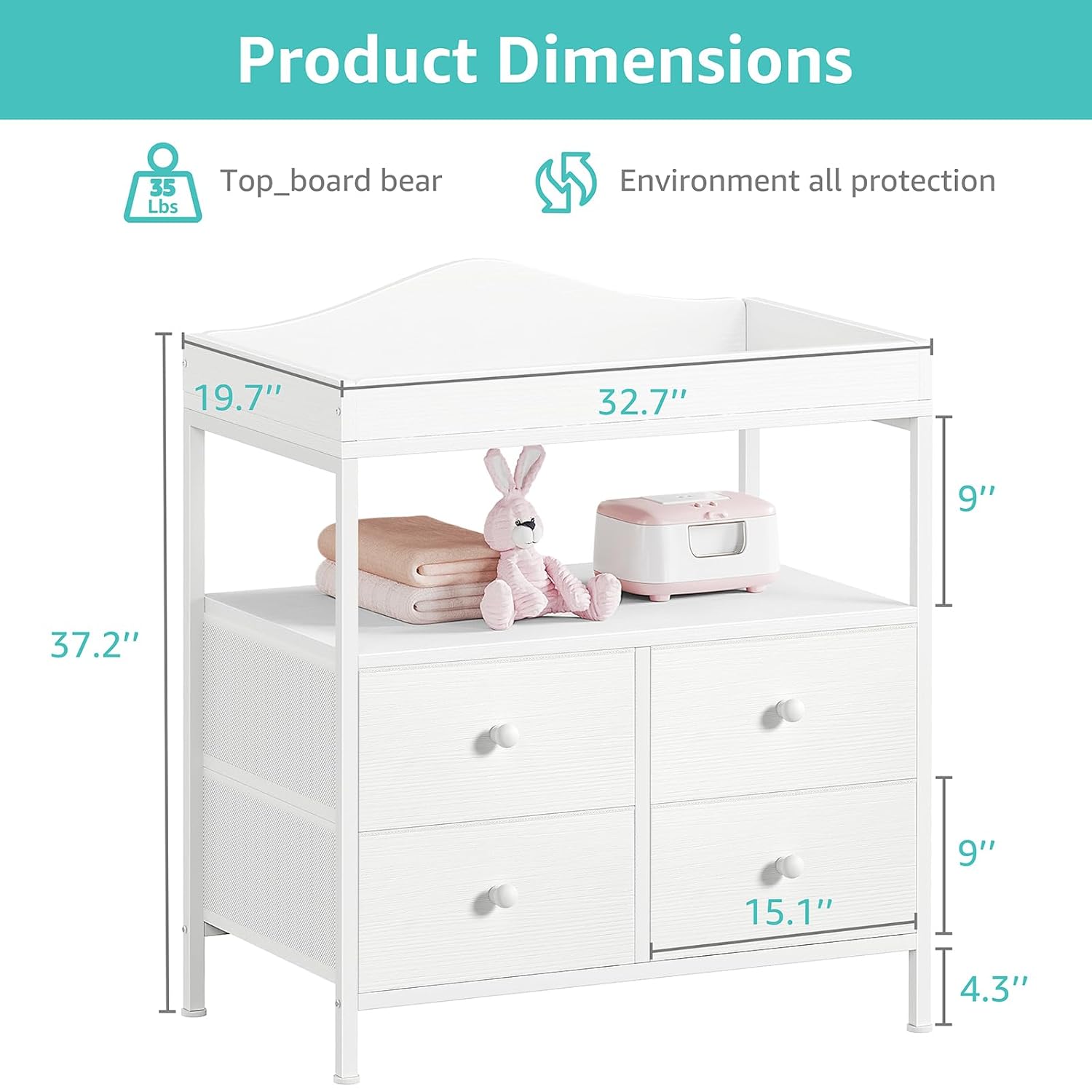 White Baby Changing Table Dres – Baby Nursery Dresser Changing Table recenzja i cena