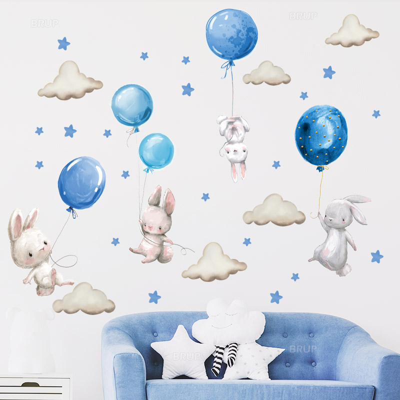 Watercolor Pink Balloon Bunny  – Baby Nursery Girl Room recenzja i cena