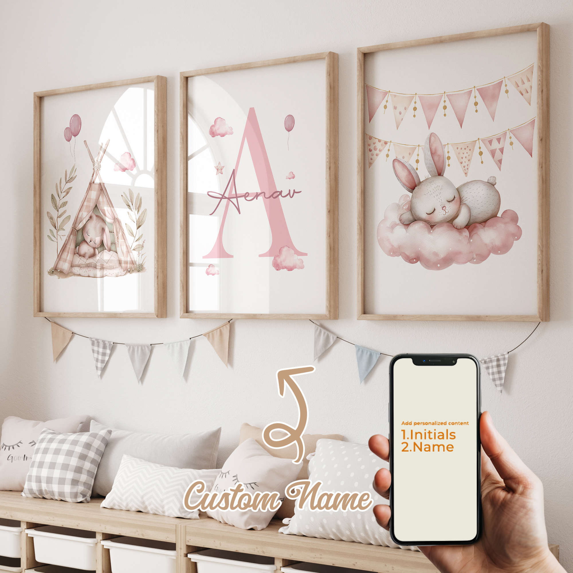 3pcs Personalized Custom Name  – Baby Nursery Decor Girl recenzja i cena