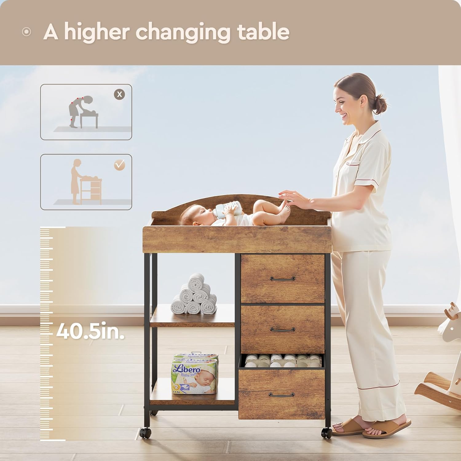 Rustic Brown Baby Changing Tab – Baby Nursery Dresser Changing Table recenzja i cena