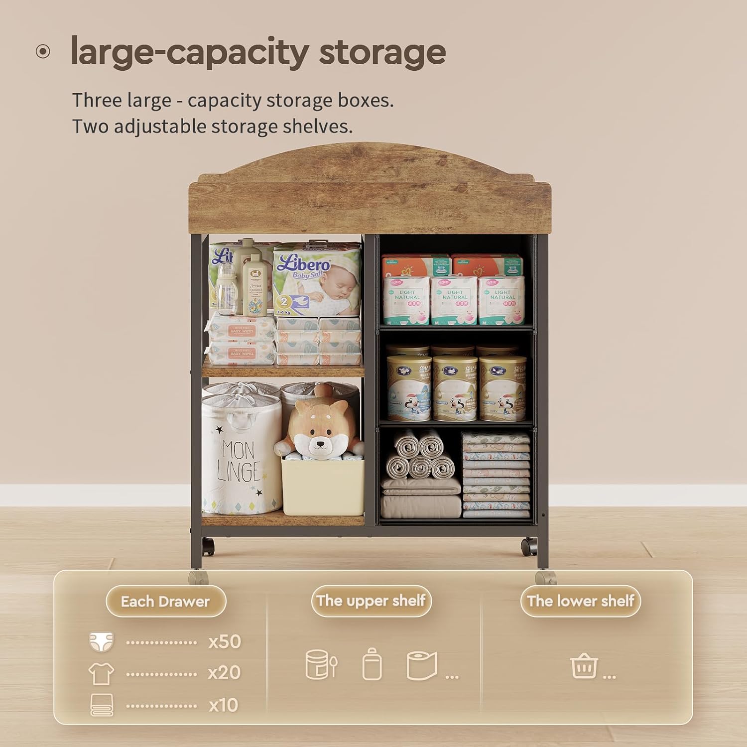 Rustic Brown Baby Changing Tab – Baby Nursery Dresser Changing Table recenzja i cena