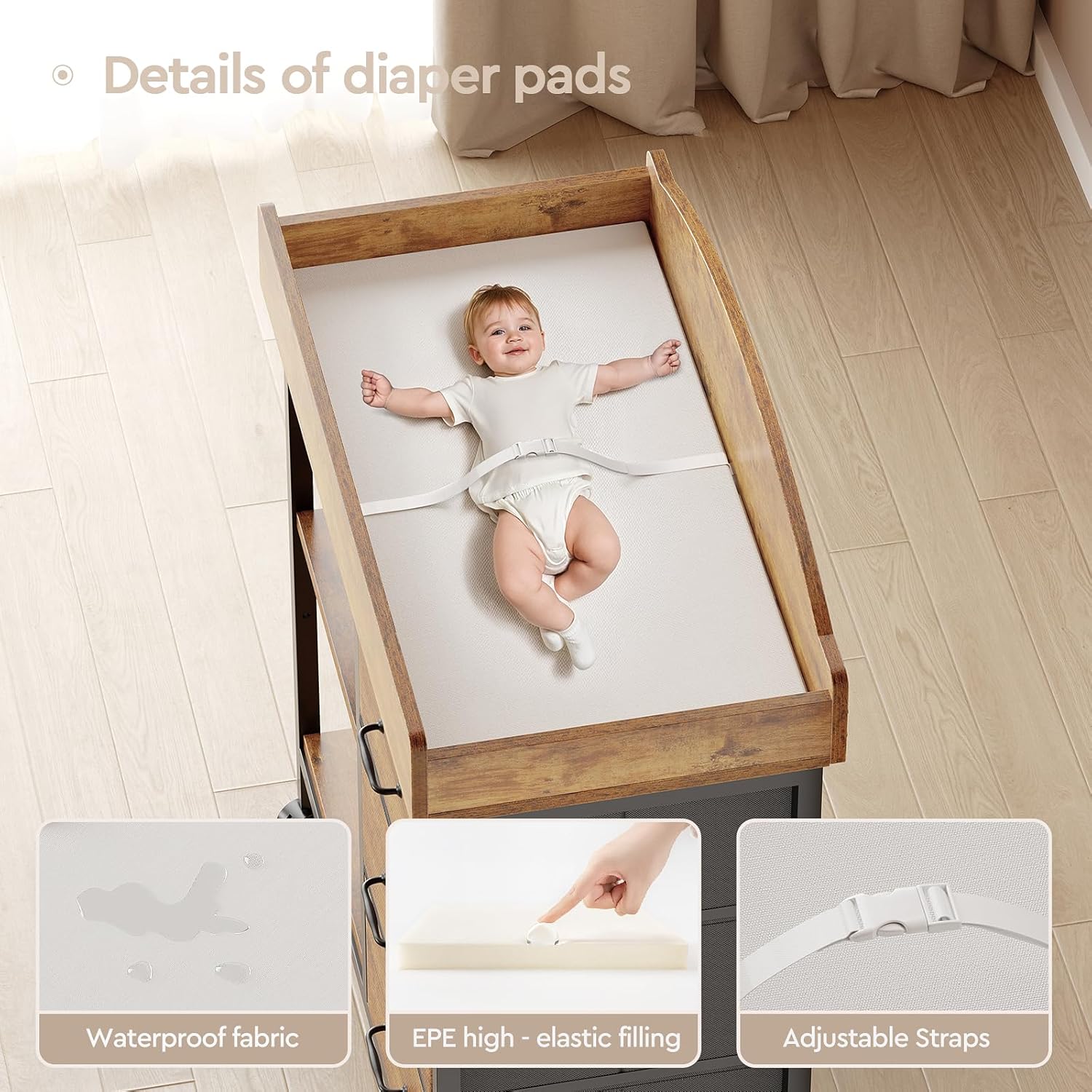 Rustic Brown Baby Changing Tab – Baby Nursery Dresser Changing Table recenzja i cena