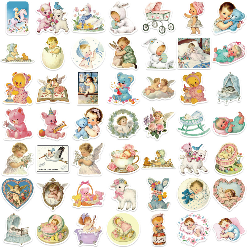 50pcs Vintage Baby Stickers Cu – Baby Nursery Vintage recenzja i cena