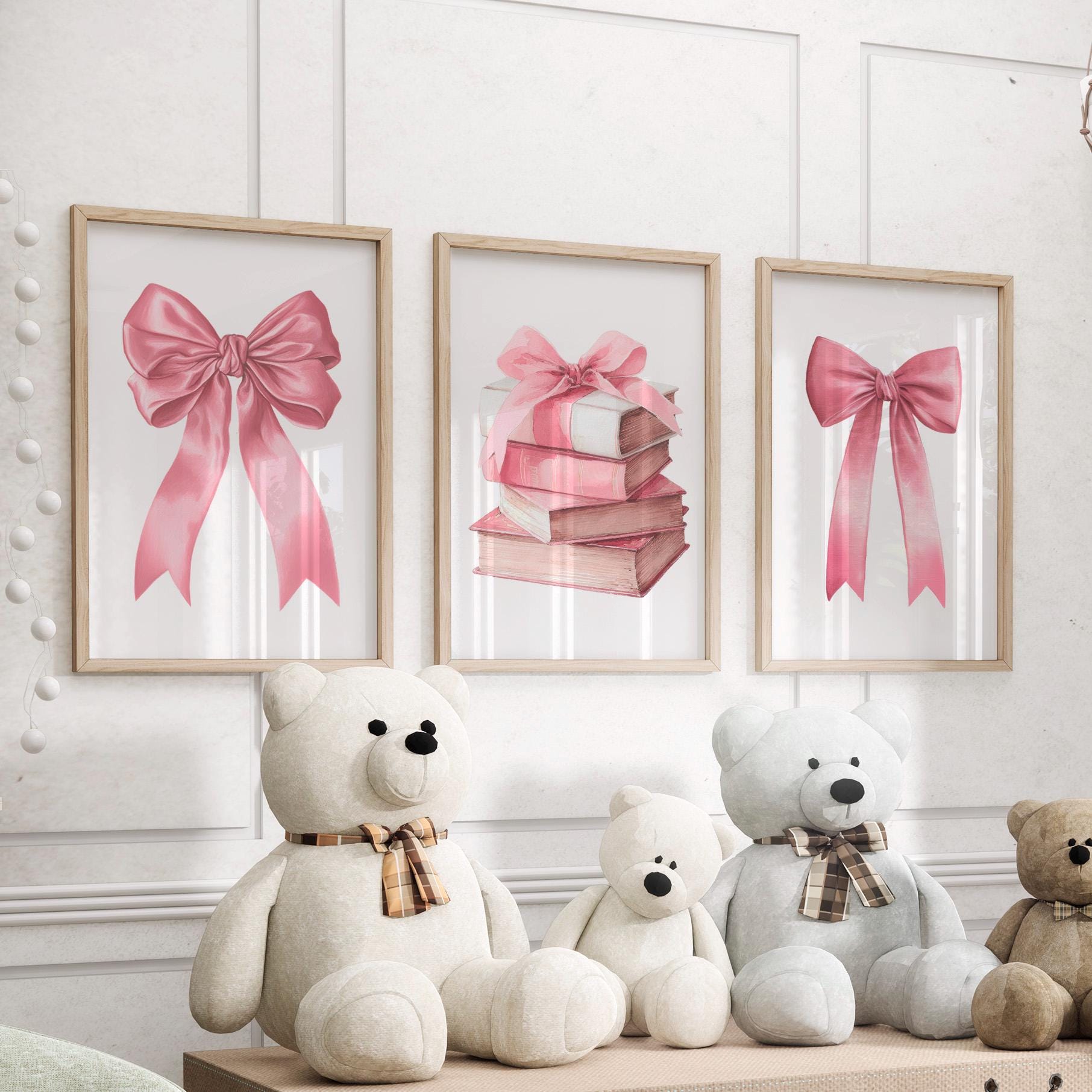 3pcs/Set frameless,Pink Bows W – Baby Nursery Frames recenzja i cena