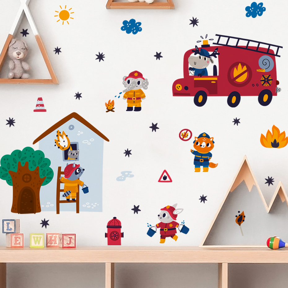 Cartoon Animal Firefighter Res – Baby Nursery Themes Boy recenzja i cena