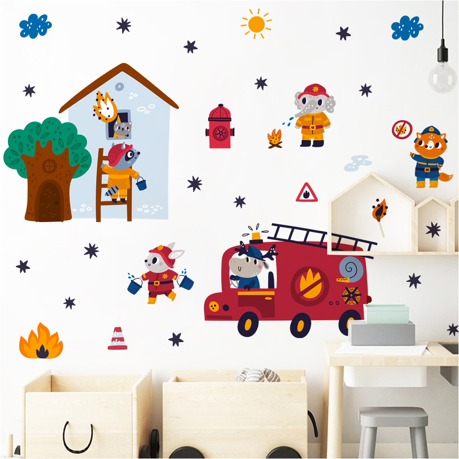 Cartoon Animal Firefighter Res – Baby Nursery Themes Boy recenzja i cena
