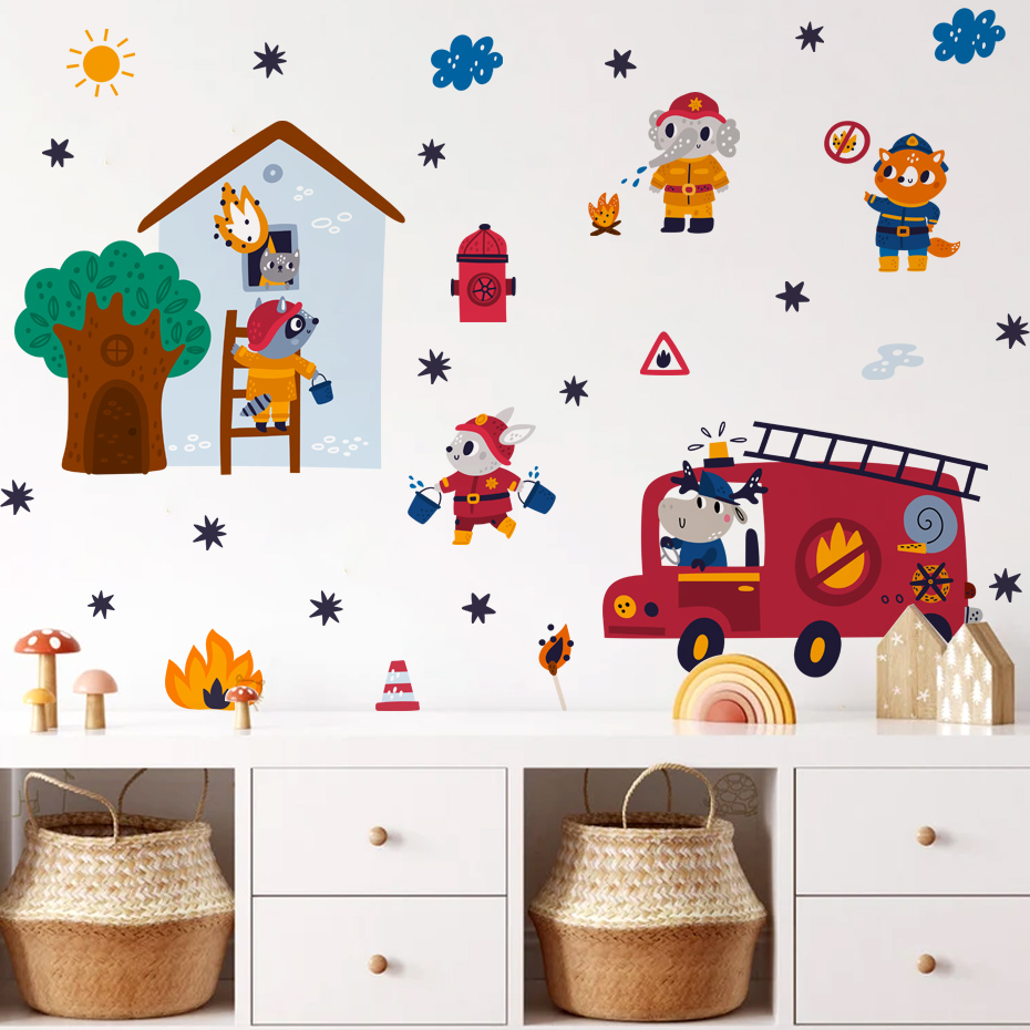 Cartoon Animal Firefighter Res – Baby Nursery Themes Boy recenzja i cena