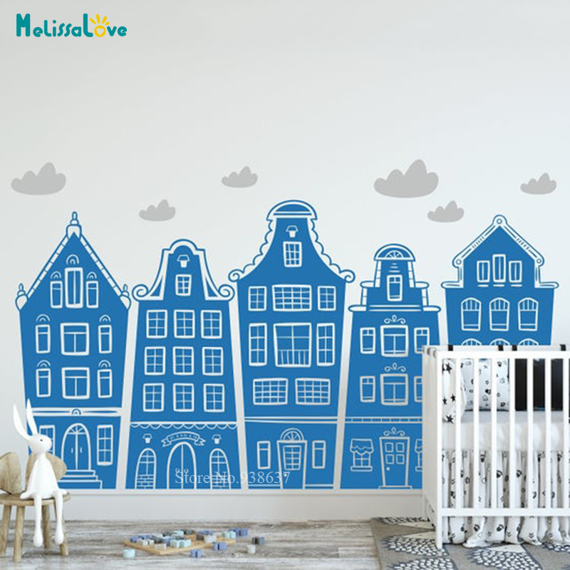 Scandinavian Houses & Clouds D – Baby Nursery Labels recenzja i cena