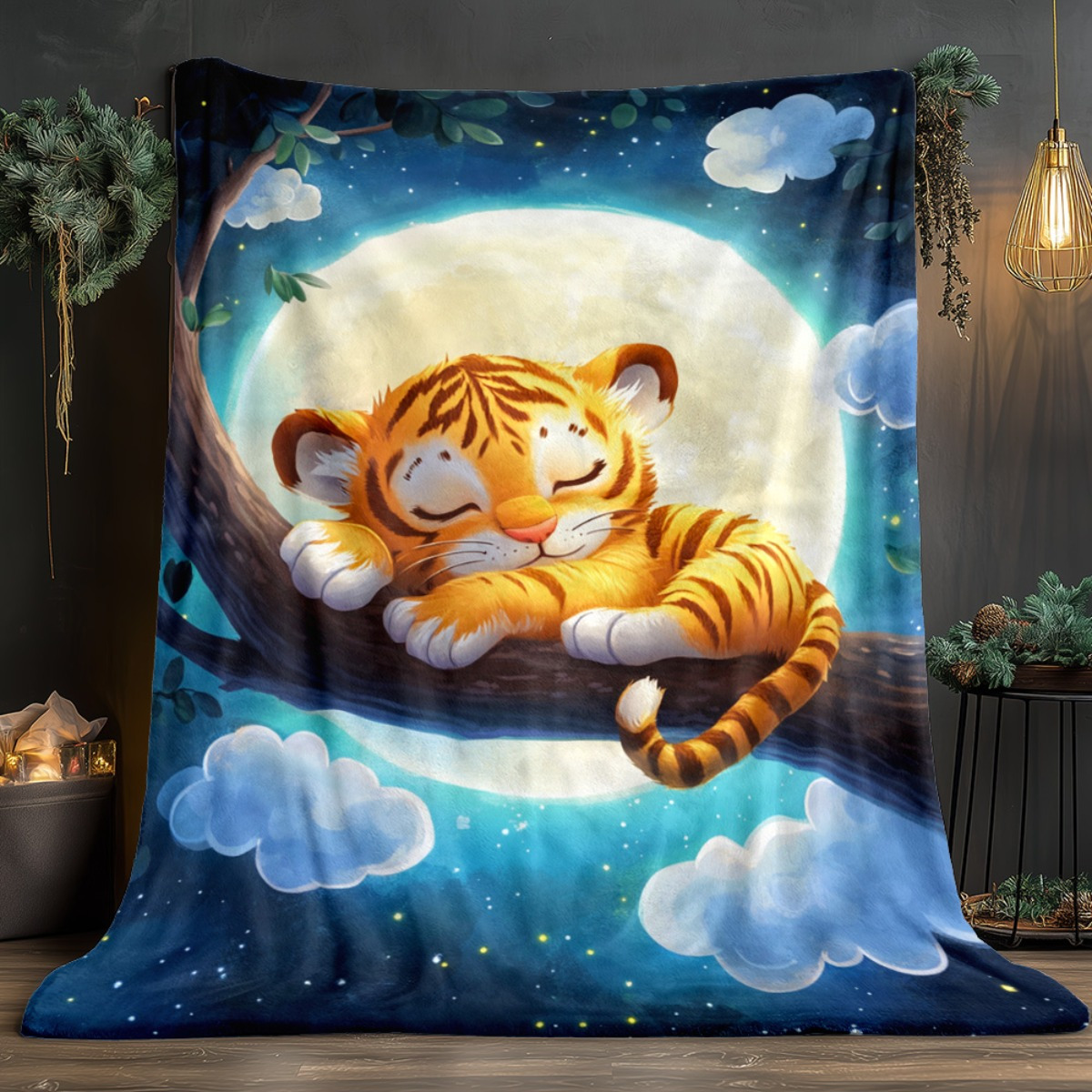 Cute sleeping tiger on tree br – Baby Nursery Animal Theme recenzja i cena