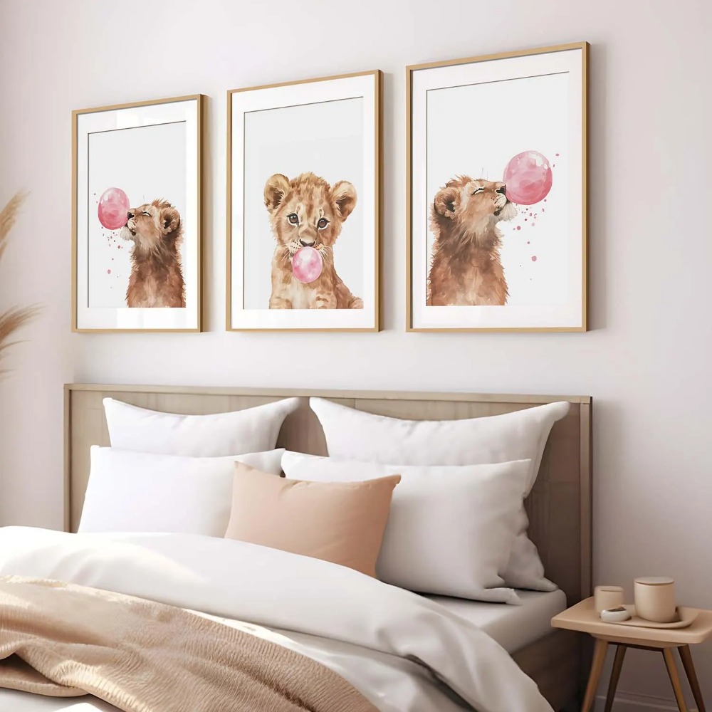 Lion Cub Nursery Wall Art Set  – Baby Nursery Animal Theme recenzja i cena
