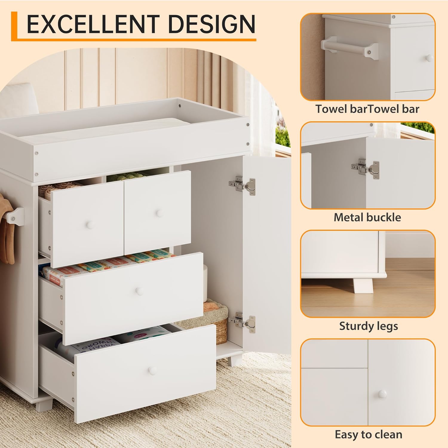 Changing Table Dresser, Nurser – Baby Nursery Dresser Changing Table recenzja i cena