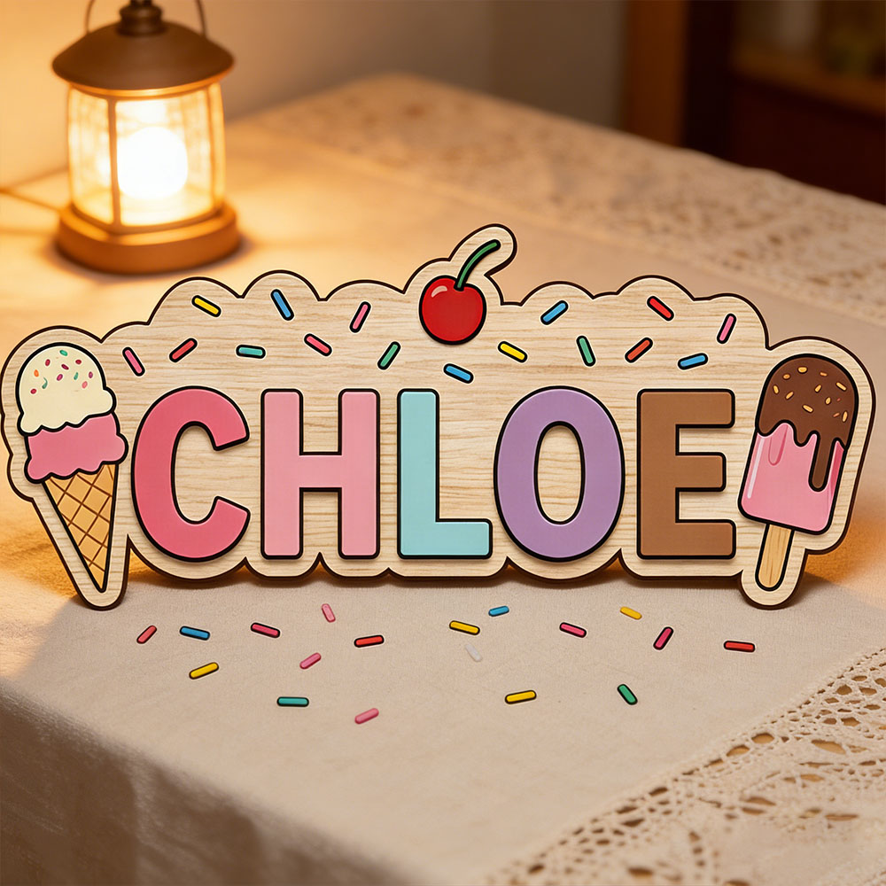 Ice Cream Cone Popsicle Themed – Baby Name Wall Art recenzja i cena