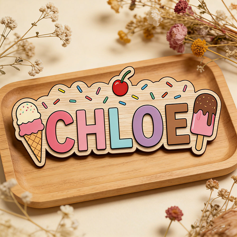 Ice Cream Cone Popsicle Themed – Baby Name Wall Art recenzja i cena