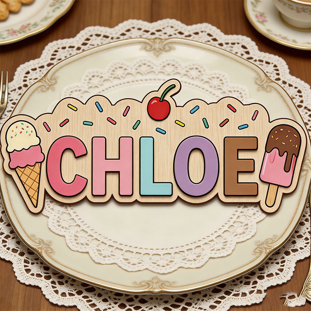Ice Cream Cone Popsicle Themed – Baby Name Wall Art recenzja i cena