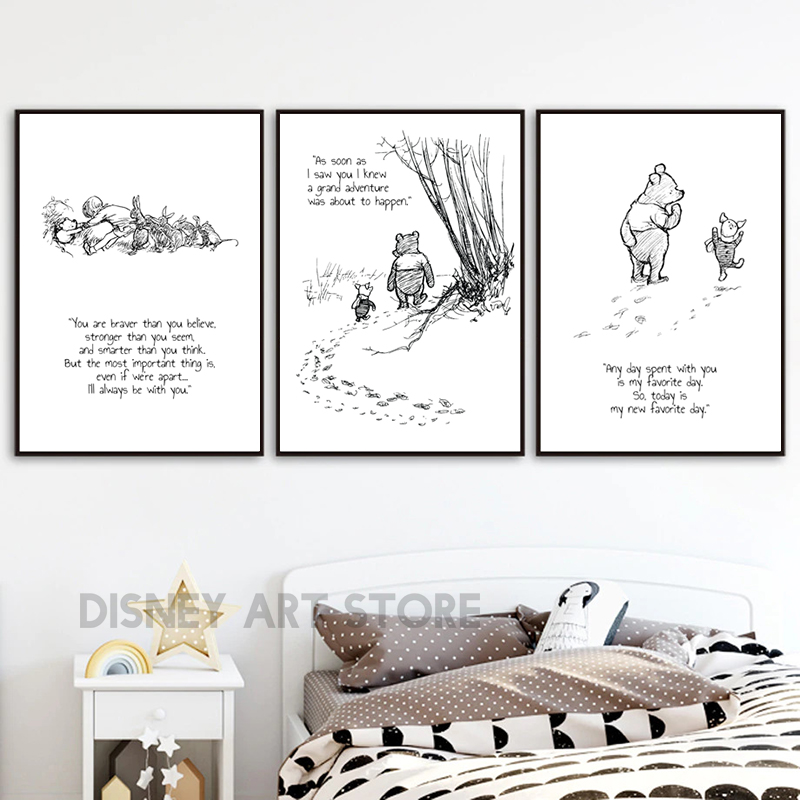 Winnie the Pooh Quote Prints B – Baby Nursery Winnie The Pooh recenzja i cena