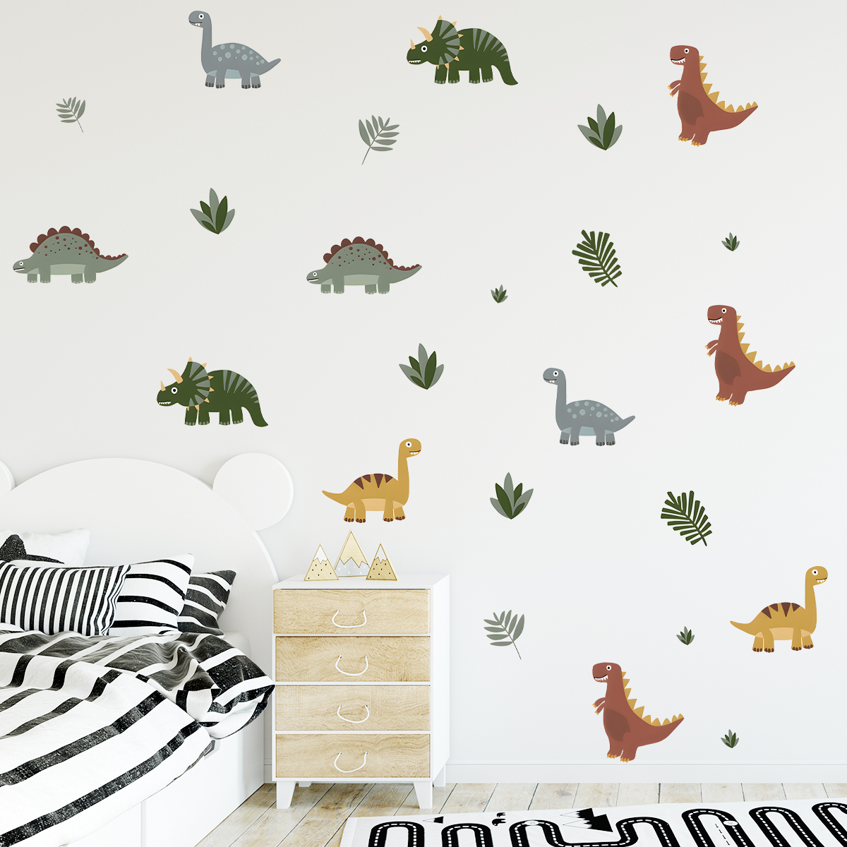 Cartoon Cute Dinosaur Leaf Ani – Baby Nursery Labels recenzja i cena