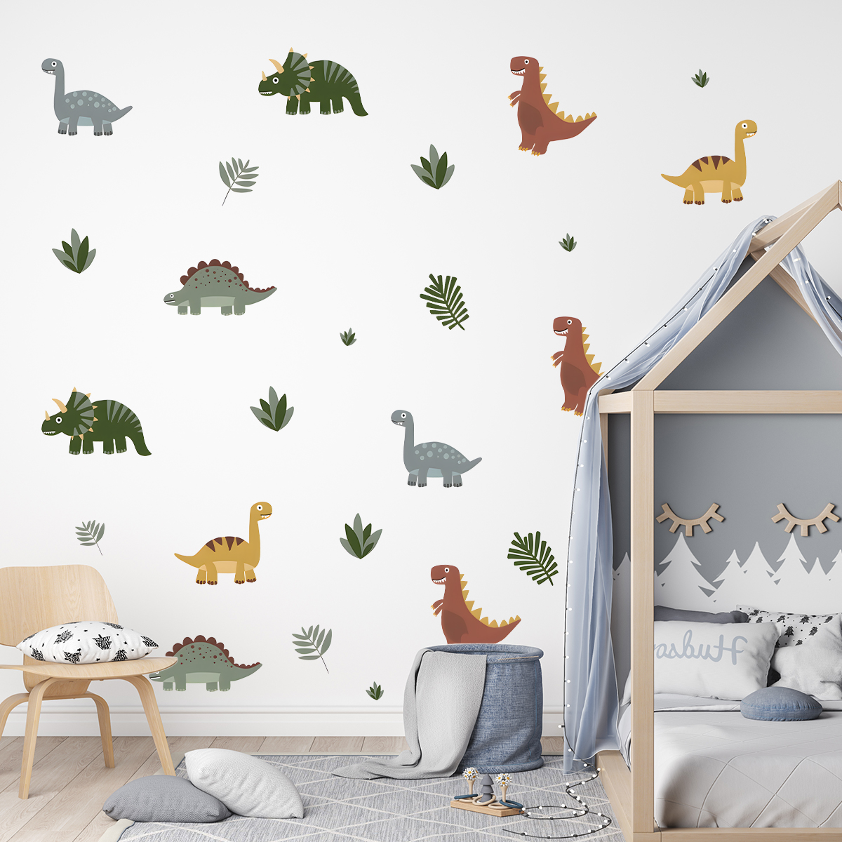 Cartoon Cute Dinosaur Leaf Ani – Baby Nursery Labels recenzja i cena