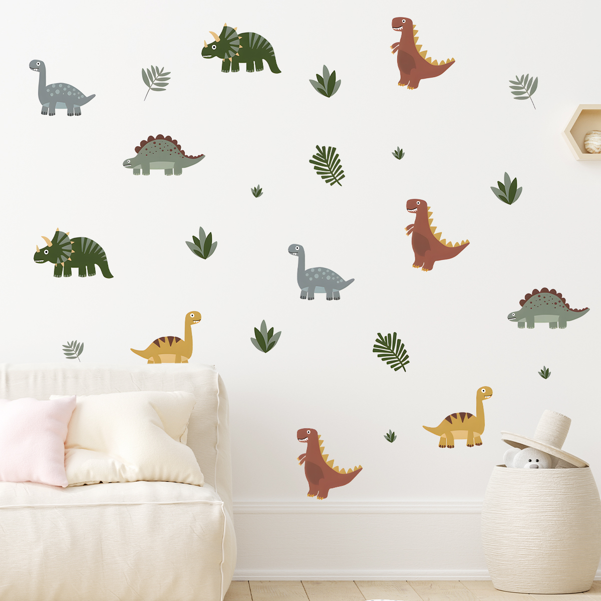 Cartoon Cute Dinosaur Leaf Ani – Baby Nursery Labels recenzja i cena