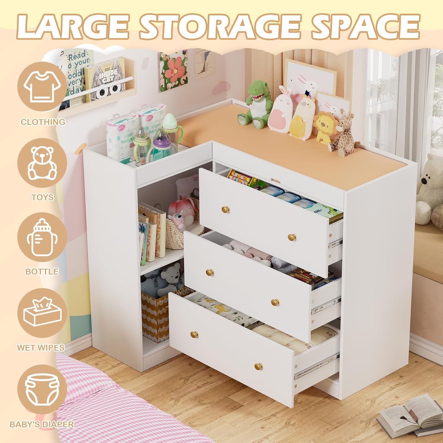 Corner Nursery Changing Table  – Baby Nursery Dresser Changing Table recenzja i cena