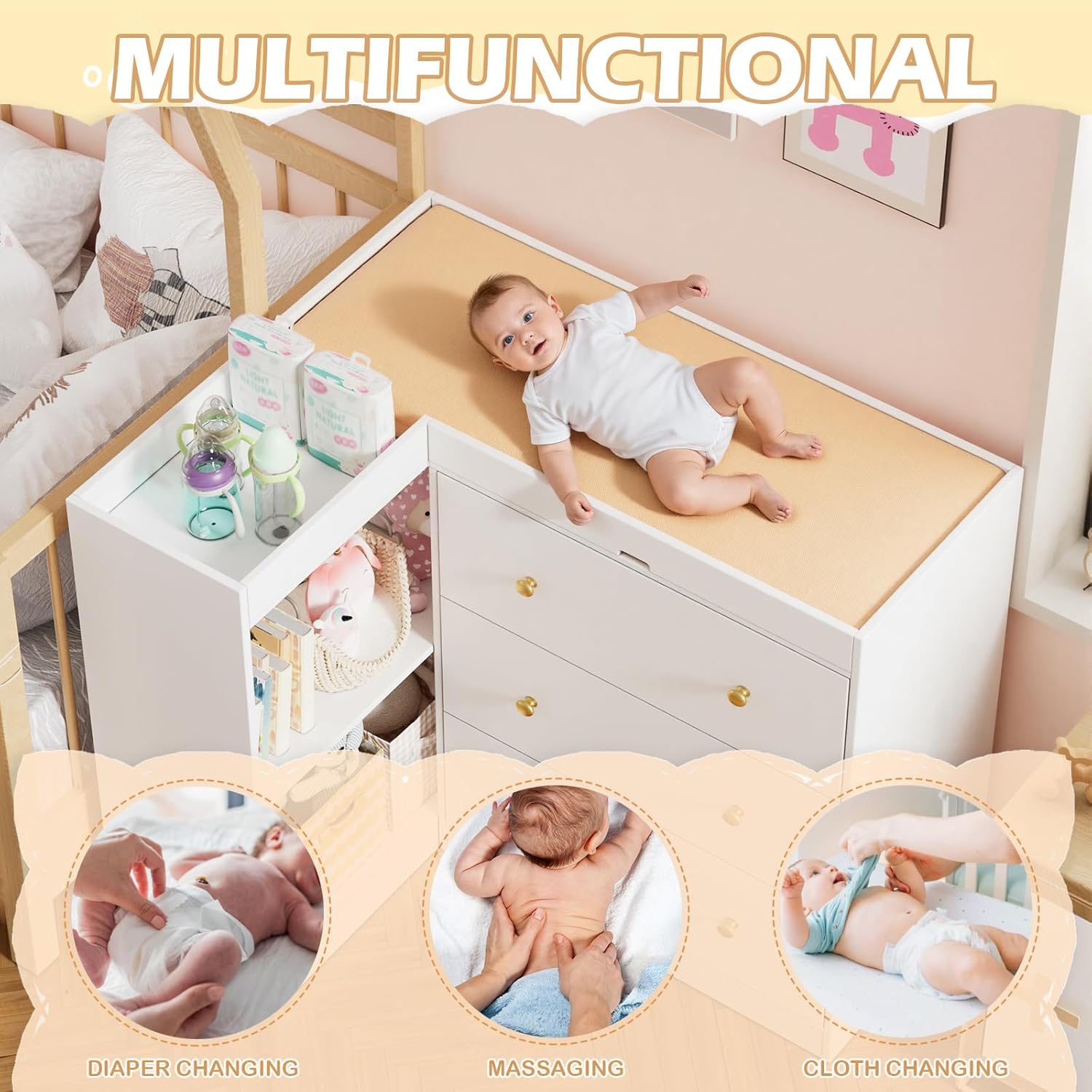 Corner Nursery Changing Table  – Baby Nursery Dresser Changing Table recenzja i cena