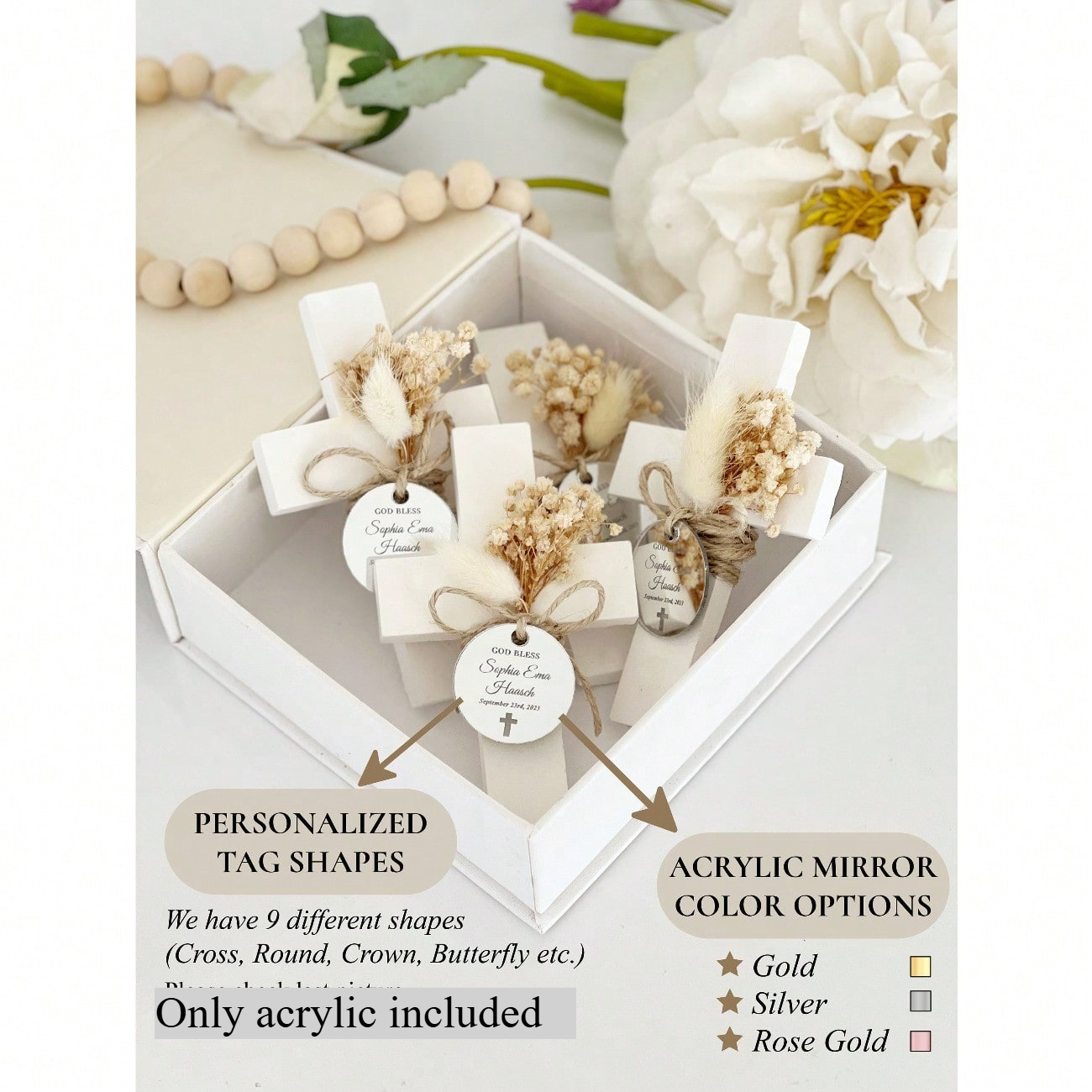 Custom Gold Acrylic Round Bapt – Baby Name Wall Art recenzja i cena