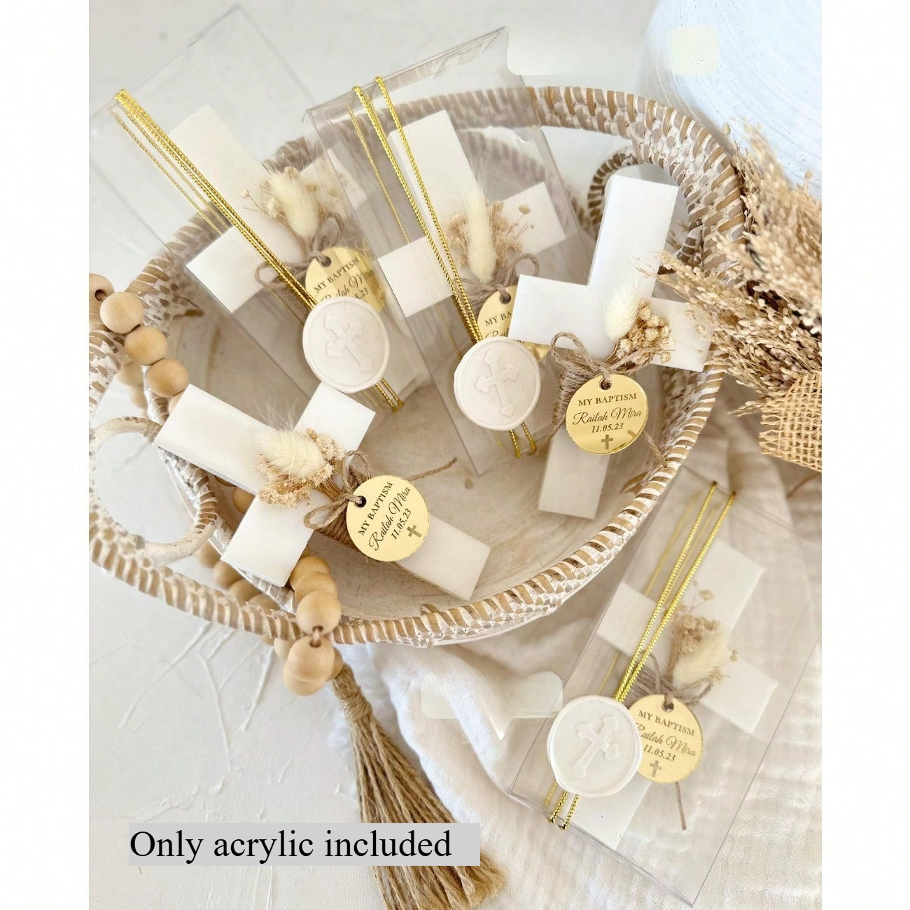 Custom Gold Acrylic Round Bapt – Baby Name Wall Art recenzja i cena