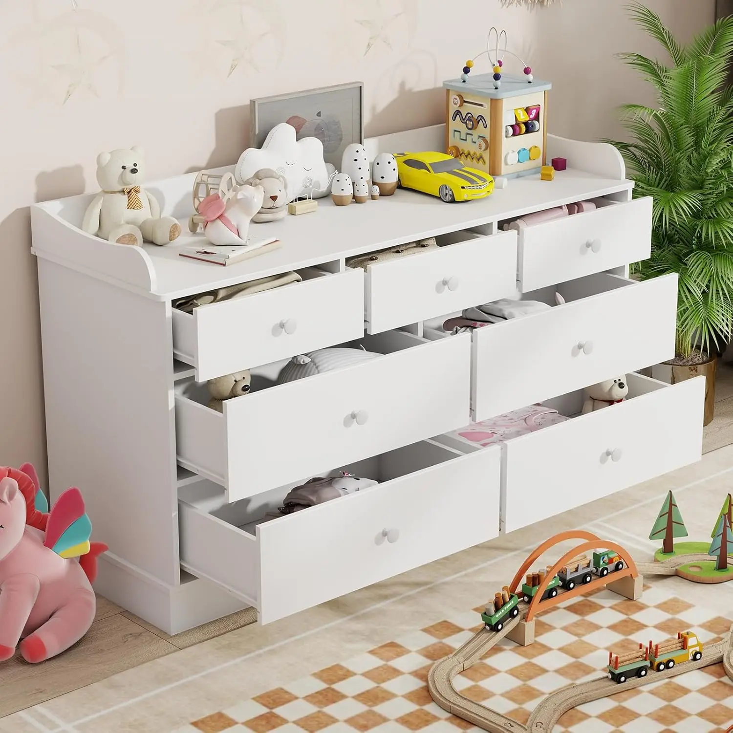 Kids Dresser Cabinet with 7 Dr – Baby Nursery Dresser Changing Table recenzja i cena