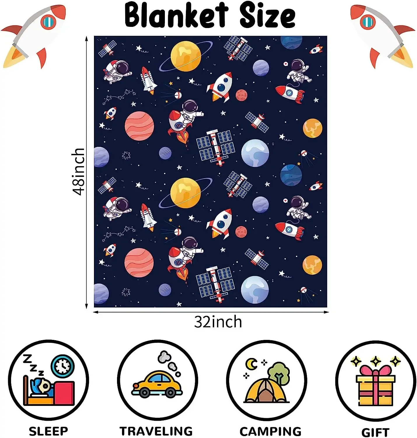 Outer Space Blanket for Boys,  – Baby Nursery Themes Boy recenzja i cena