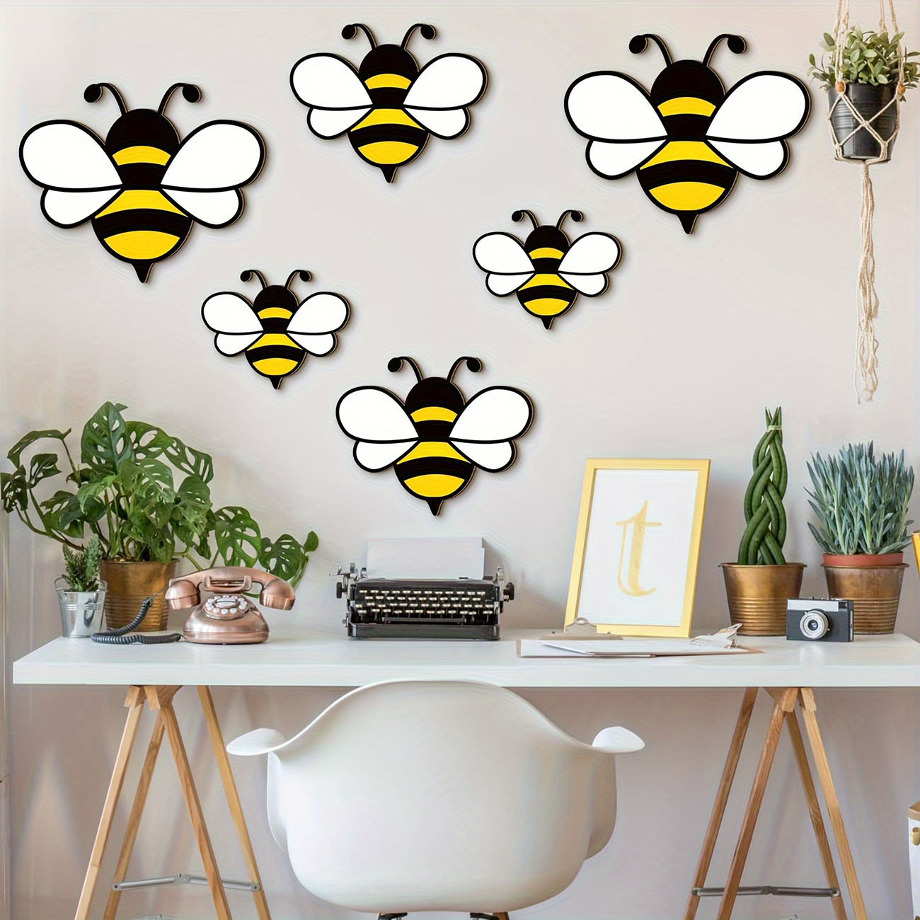 6Pcs Cute Bee Wooden Wall Stic – Baby Nursery Labels recenzja i cena