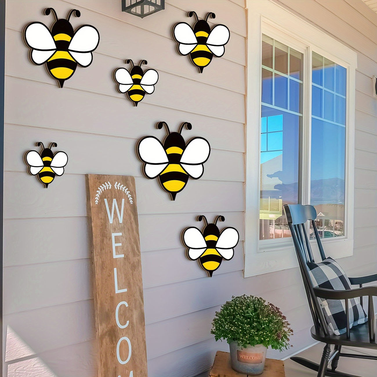 6Pcs Cute Bee Wooden Wall Stic – Baby Nursery Labels recenzja i cena