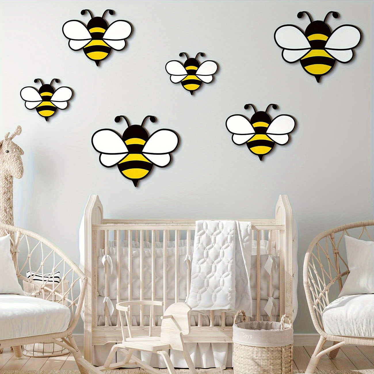 6Pcs Cute Bee Wooden Wall Stic – Baby Nursery Labels recenzja i cena