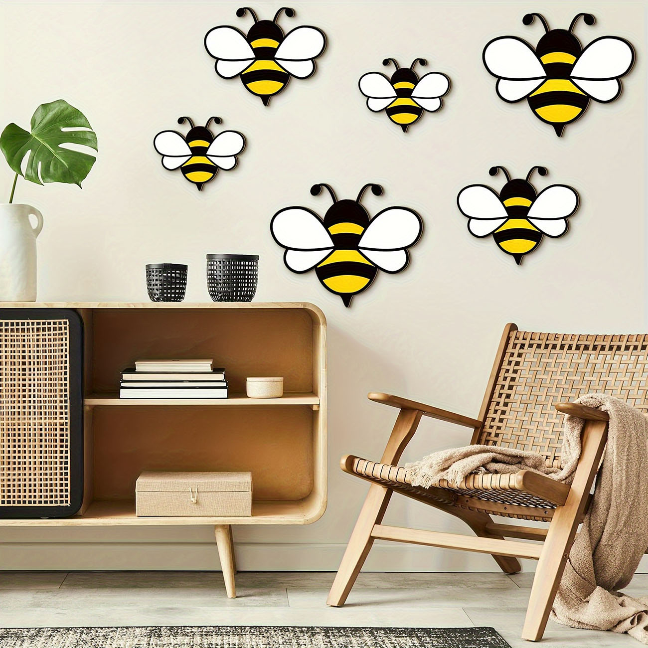 6Pcs Cute Bee Wooden Wall Stic – Baby Nursery Labels recenzja i cena