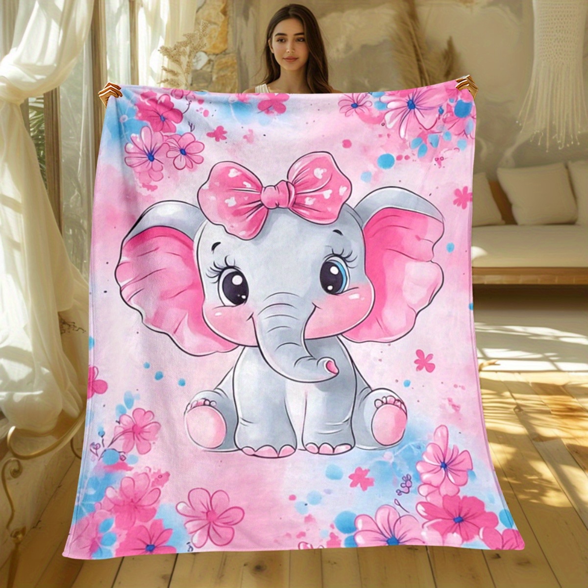1pc Cute Pink Elephant with Bo – Baby Nursery Themes Girl recenzja i cena