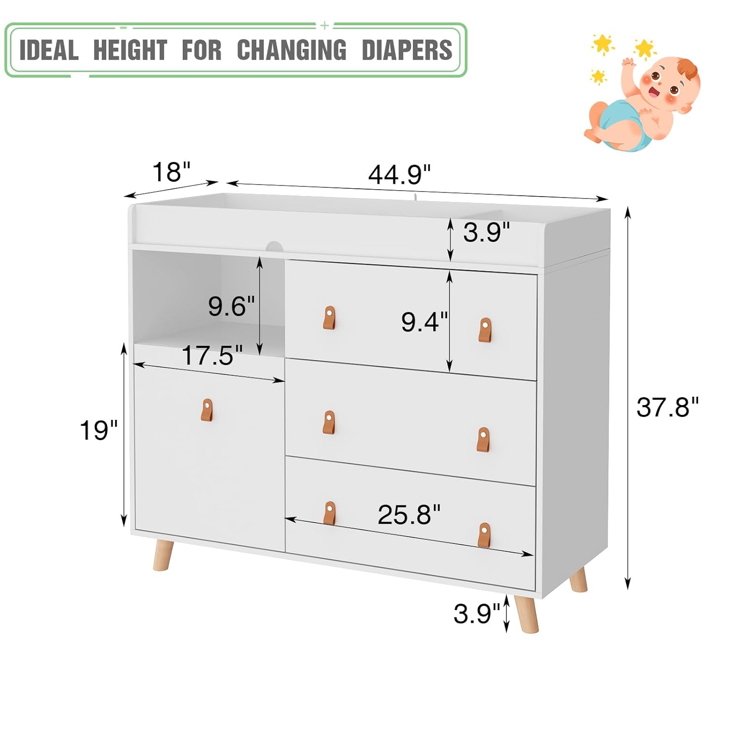 Baby Dresser Changing Table wi – Baby Nursery Shelf recenzja i cena