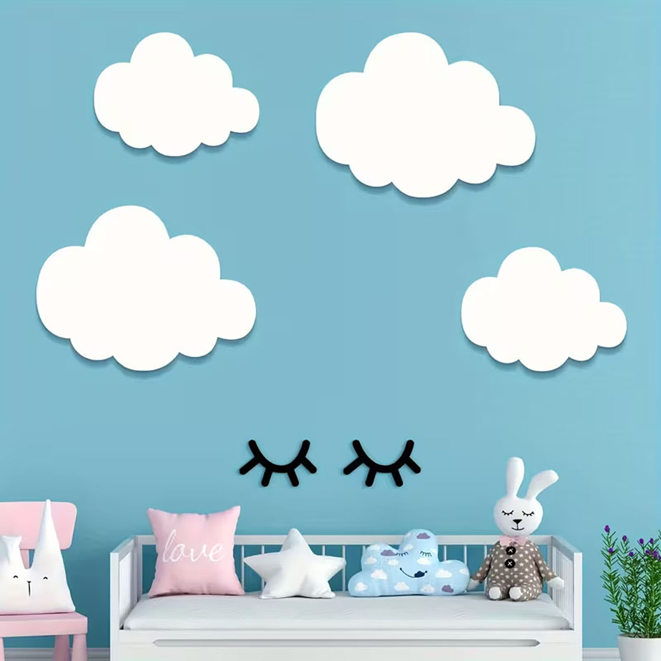 6Pcs Cloud & Eyelash Wooden Wa – Baby Nursery Labels recenzja i cena