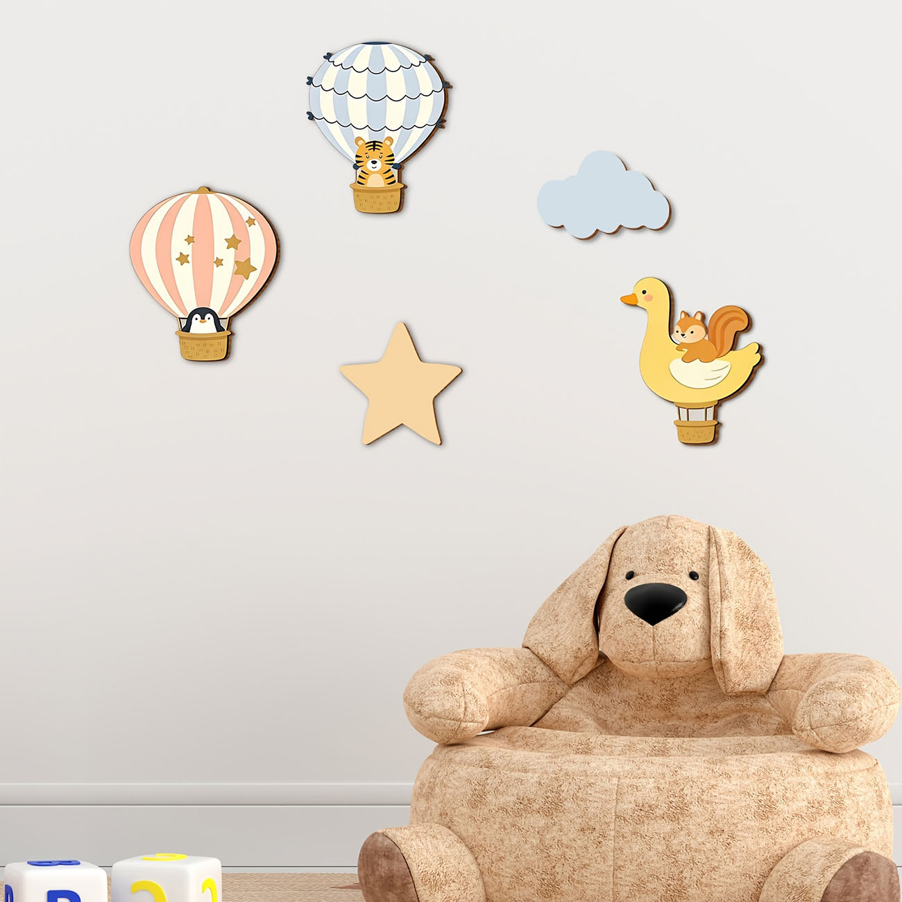 5Pcs Animal Hot Air Balloon Wo – Baby Nursery Labels recenzja i cena