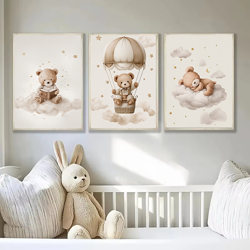 3pcs/set Bohemian Teddy Bear A – Baby Name Wall Art recenzja i cena